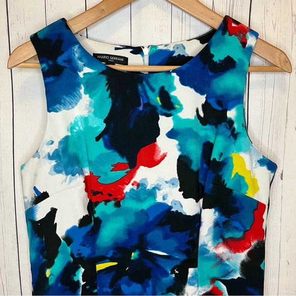 Mario Serrani Italy Dress Women’s Size 8 White With Colorful Print Sleeveless - Picture 4 of 8